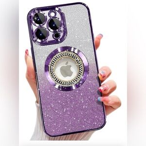 💖(2 for $15)💖 iPhone 14 Purple and Silver Glitter Phone Case